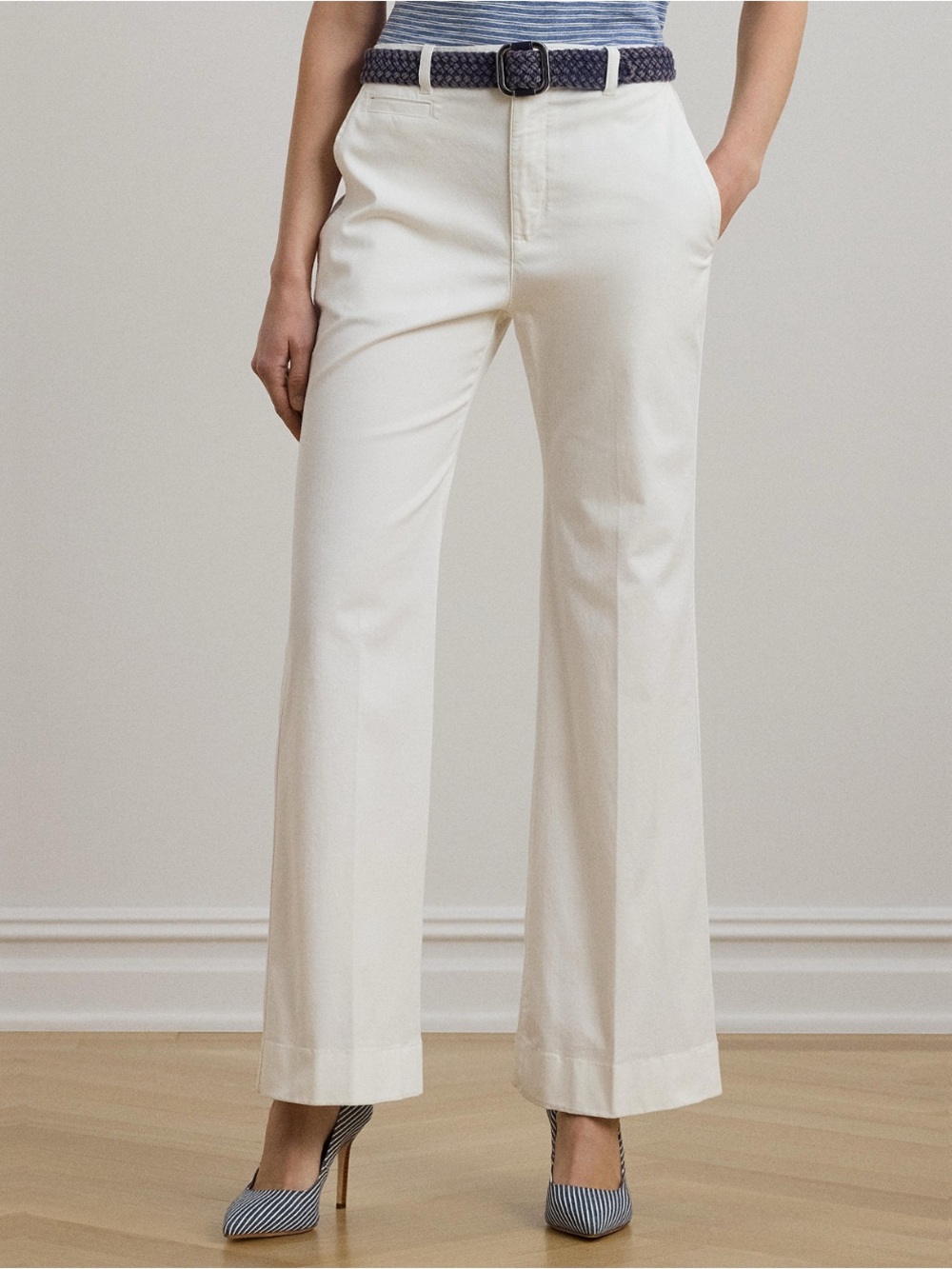 Lauren Ralph Lauren Ivory Wide-Leg Trousers. Size 14P - Picture 1 of 5